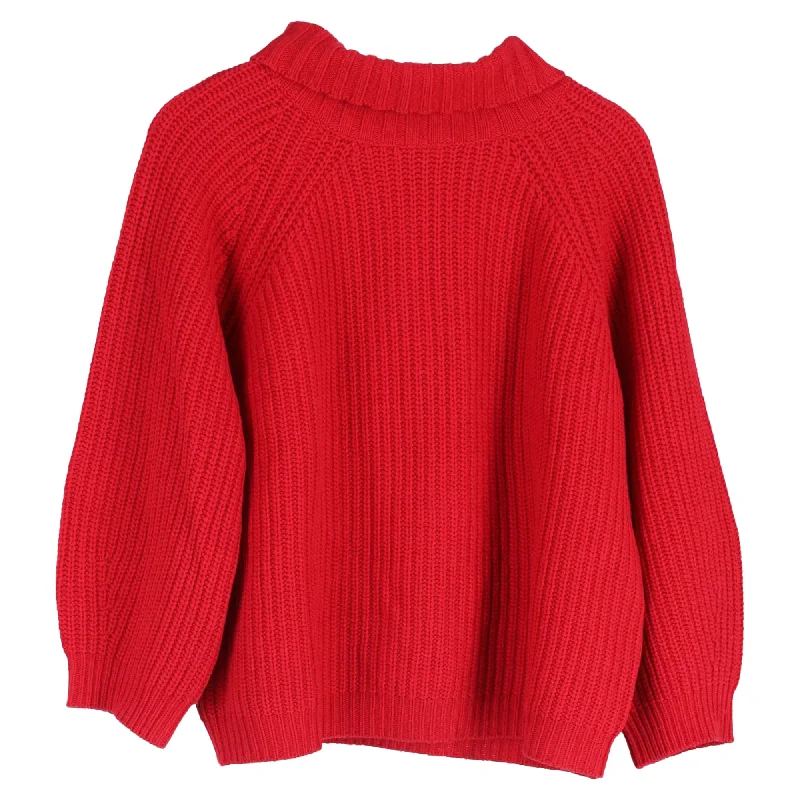 Chic Relaxation Max Mara Weekend Knitted Mockneck Sweater in Red Wool