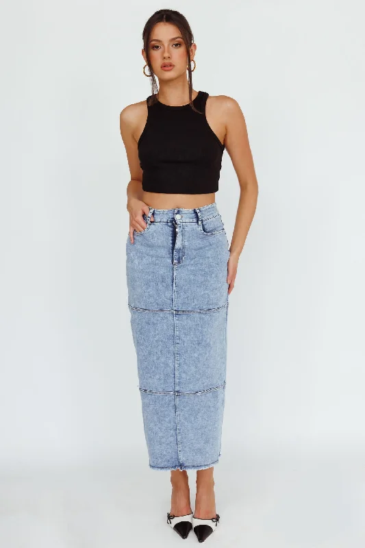 Romantic Data Thalia Pocket Midi Skirt Denim