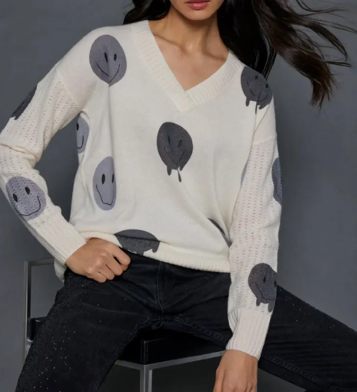 Celebrity Must-have Mood Check Sweater In Frosting