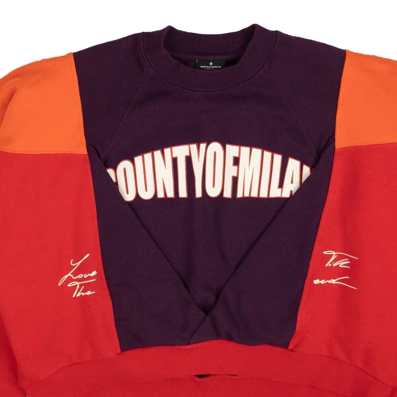 Casual And Versatile Marcelo Burlon Block Color Over Crewneck - Purple/Red/Orange
