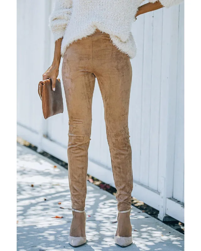 Fashion Must-have Azura Exchange High Waist Faux Suede Skinny Leggings - XL