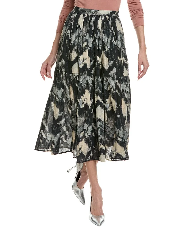 Printed pattern ba&sh Tiered Midi Skirt