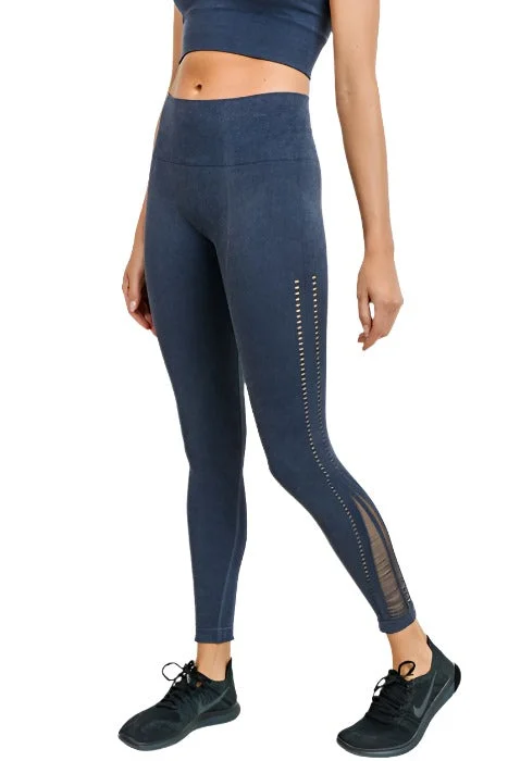 Retro Fashion Mono B Threaded & Perforated Mineral Seamless Leggings APH2658