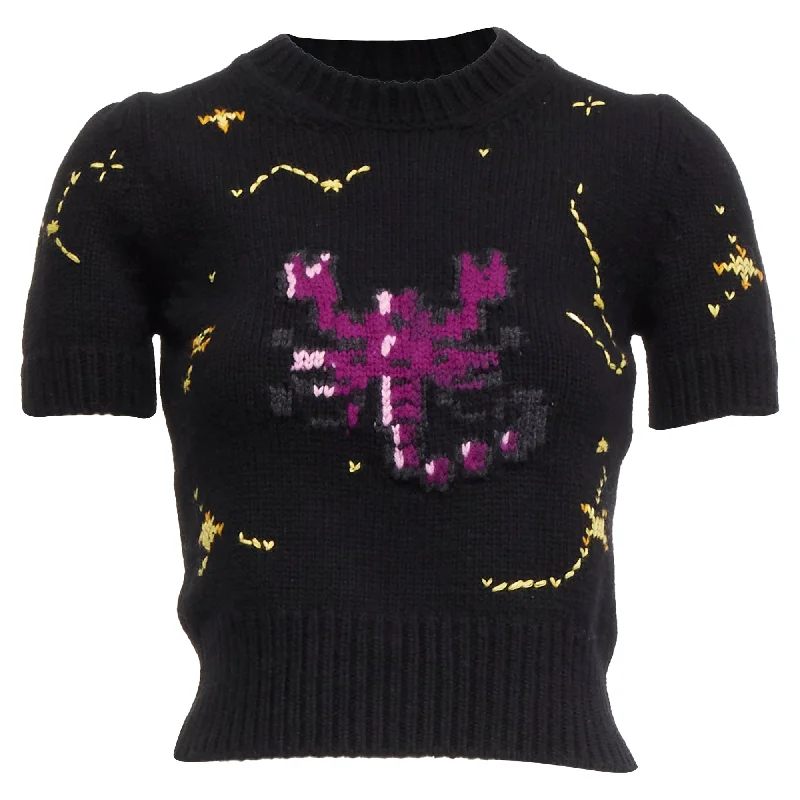 Floral Prints Christian Dior pixel zodiac scorpio wool cashmere cropped sweater