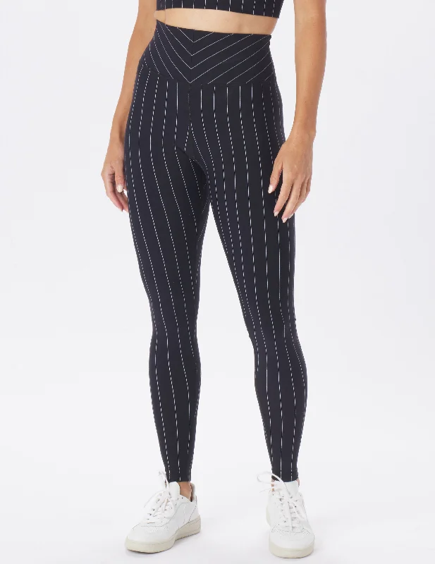 Comfortable Sweaters Pursuit Legging: Black/White Pin Stripe