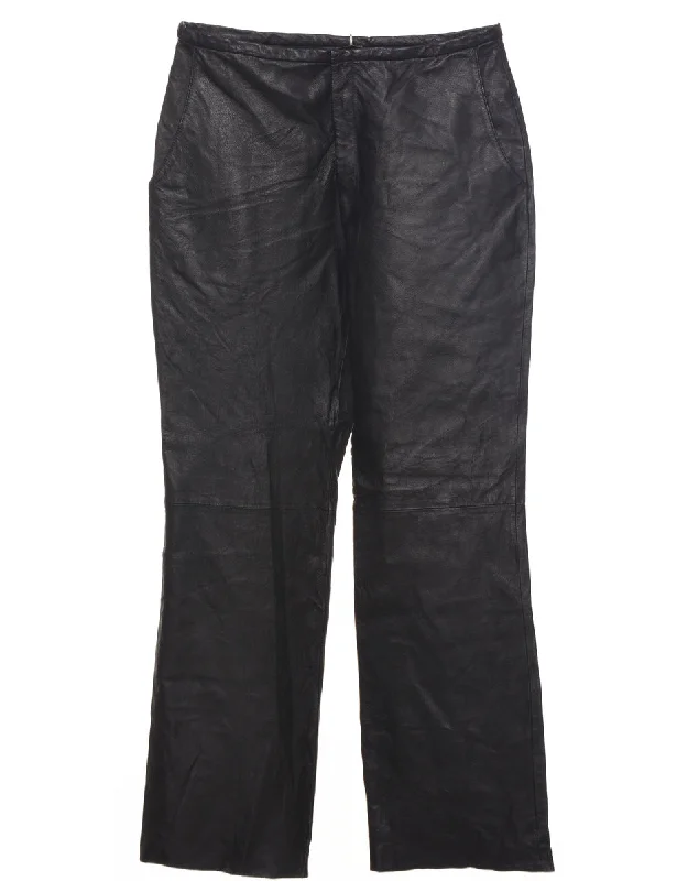 Fashion Wear Black Leather Trousers - W31 L31